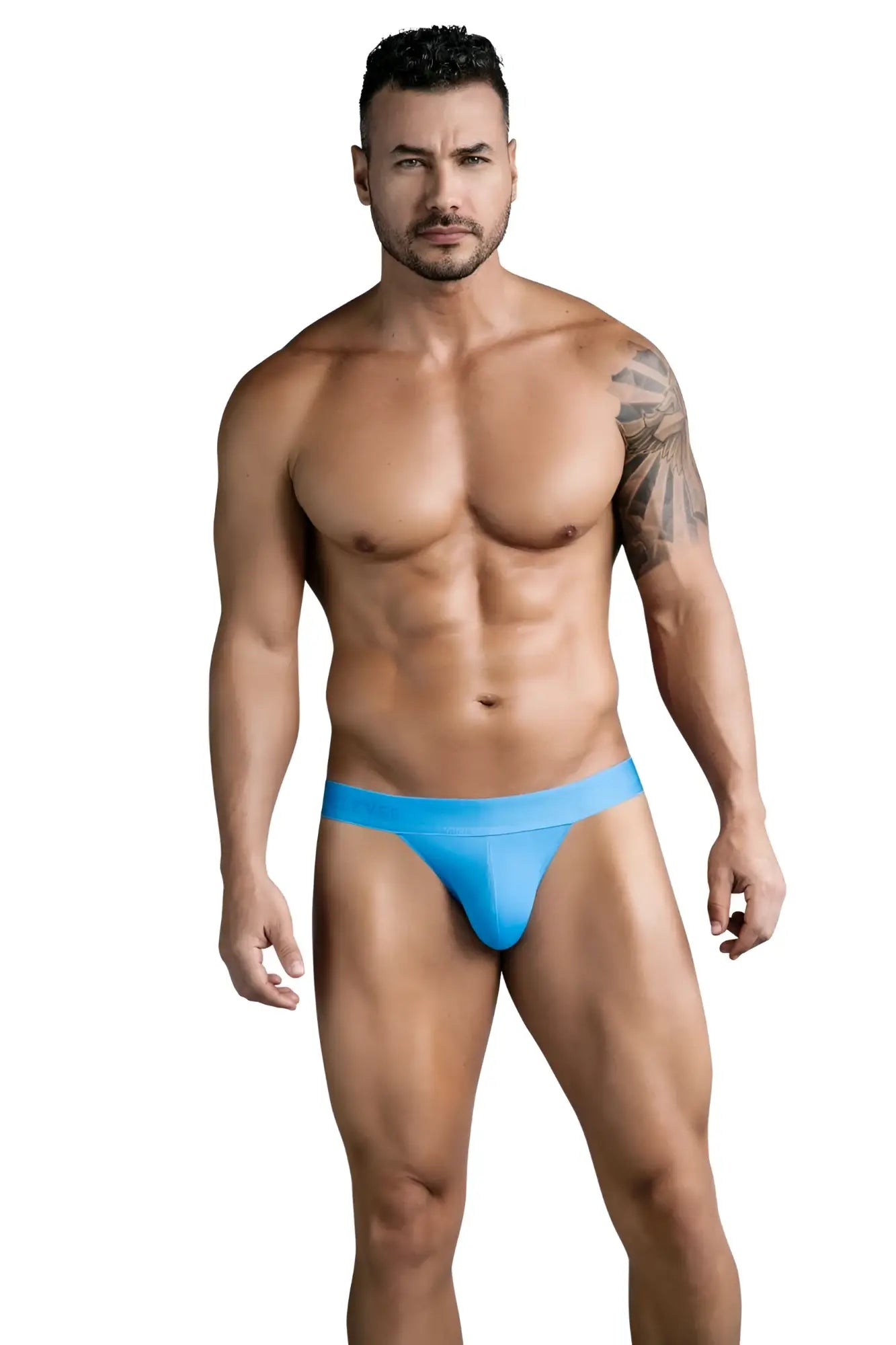 Bright blue clever 1749 eco bikini briefs made of smooth stretchy fabric with a form-fitting design for men