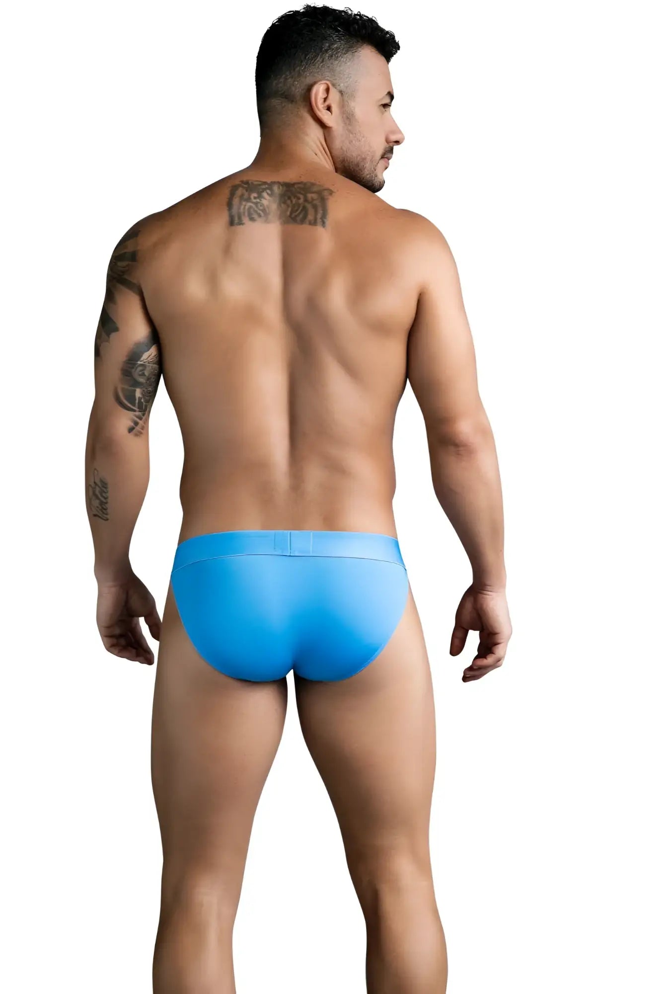 Bright blue clever 1749 eco bikini swim trunks with smooth texture made from sustainable materials