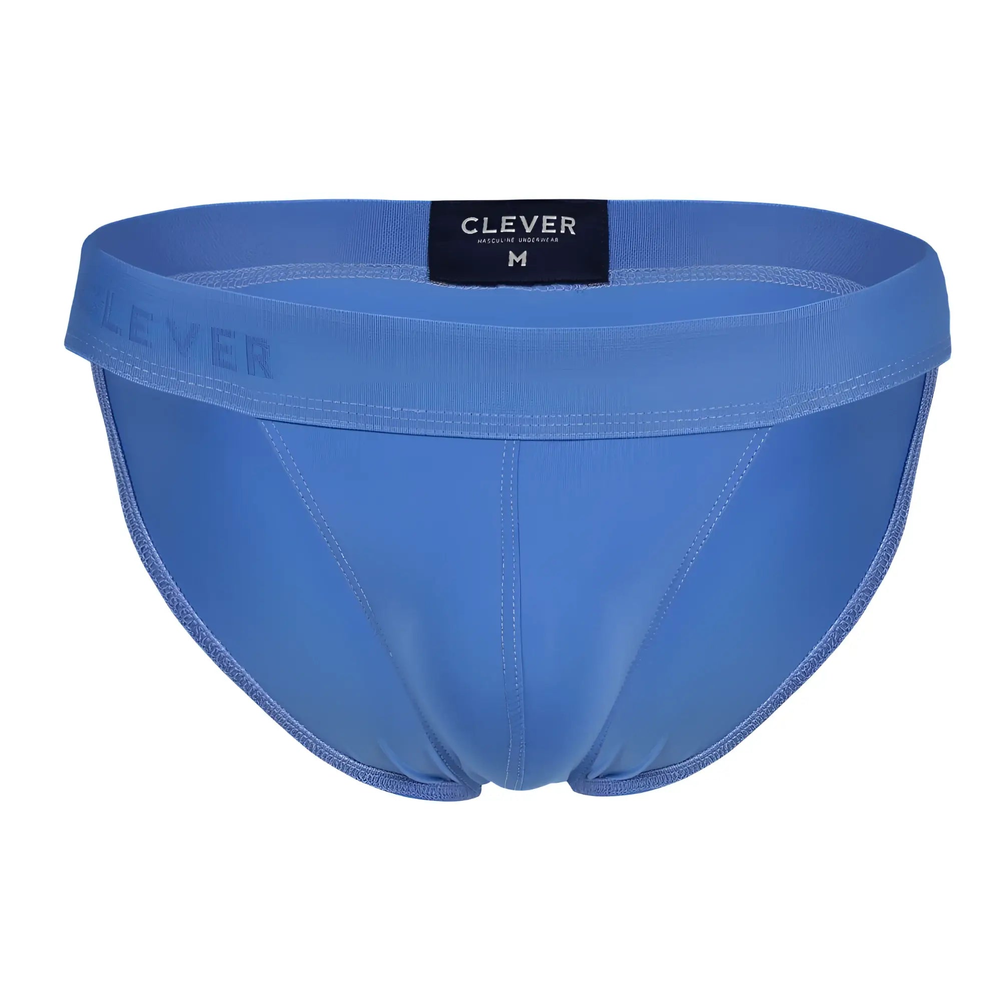 Blue clever mens briefs in smooth stretchy fabric with subtle stitching from clever 1749 eco bikini color blue collection