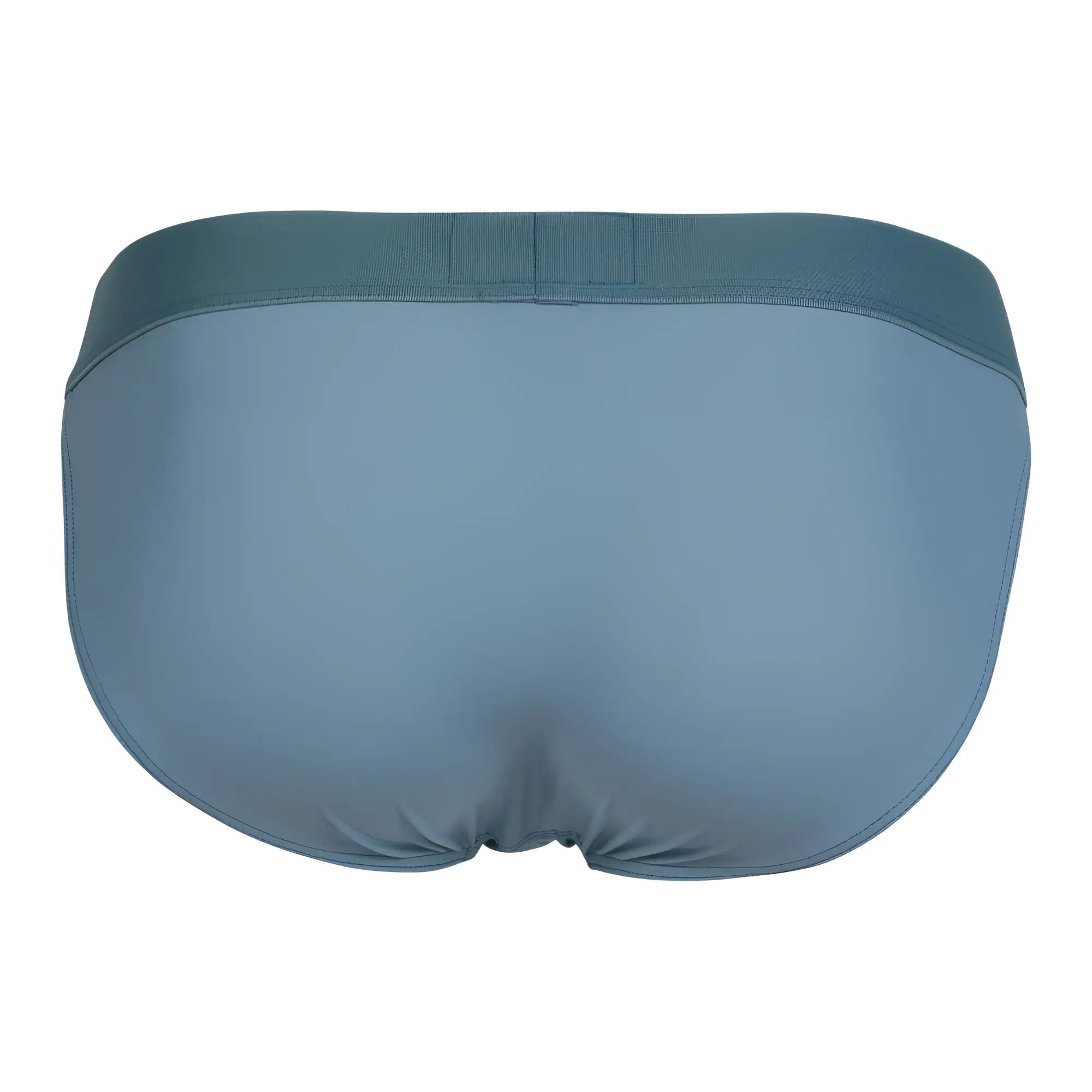 A sleek solid teal eco bikini with smooth fabric and elastic waistband designed for comfort and style