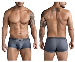 Gray clever 1751 craftiness trunks boxer briefs with white clever logo on waistband in dark gray color