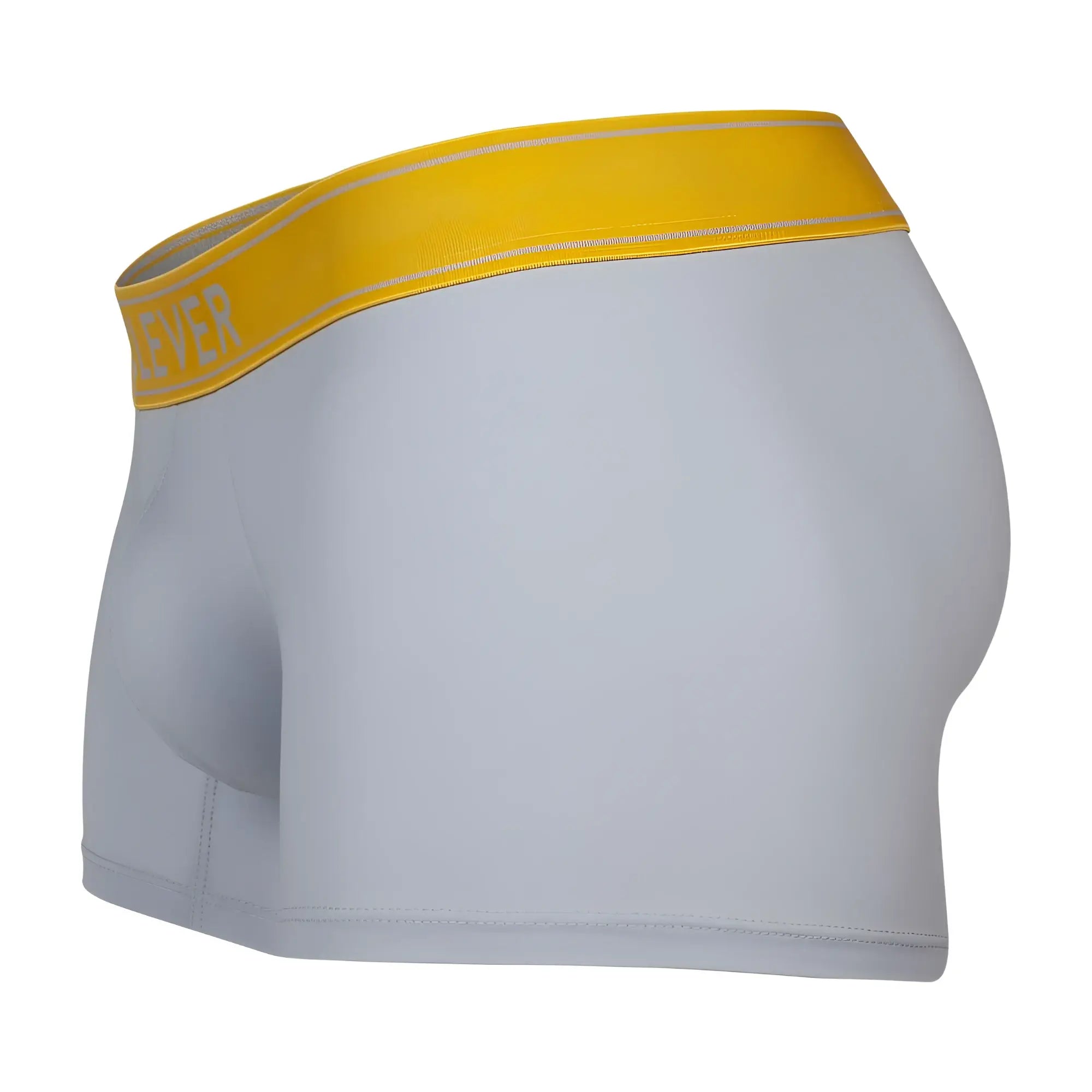 Light gray clever 1755 diseno trunks boxer briefs with bright yellow waistband and ever lettering for comfortable wear