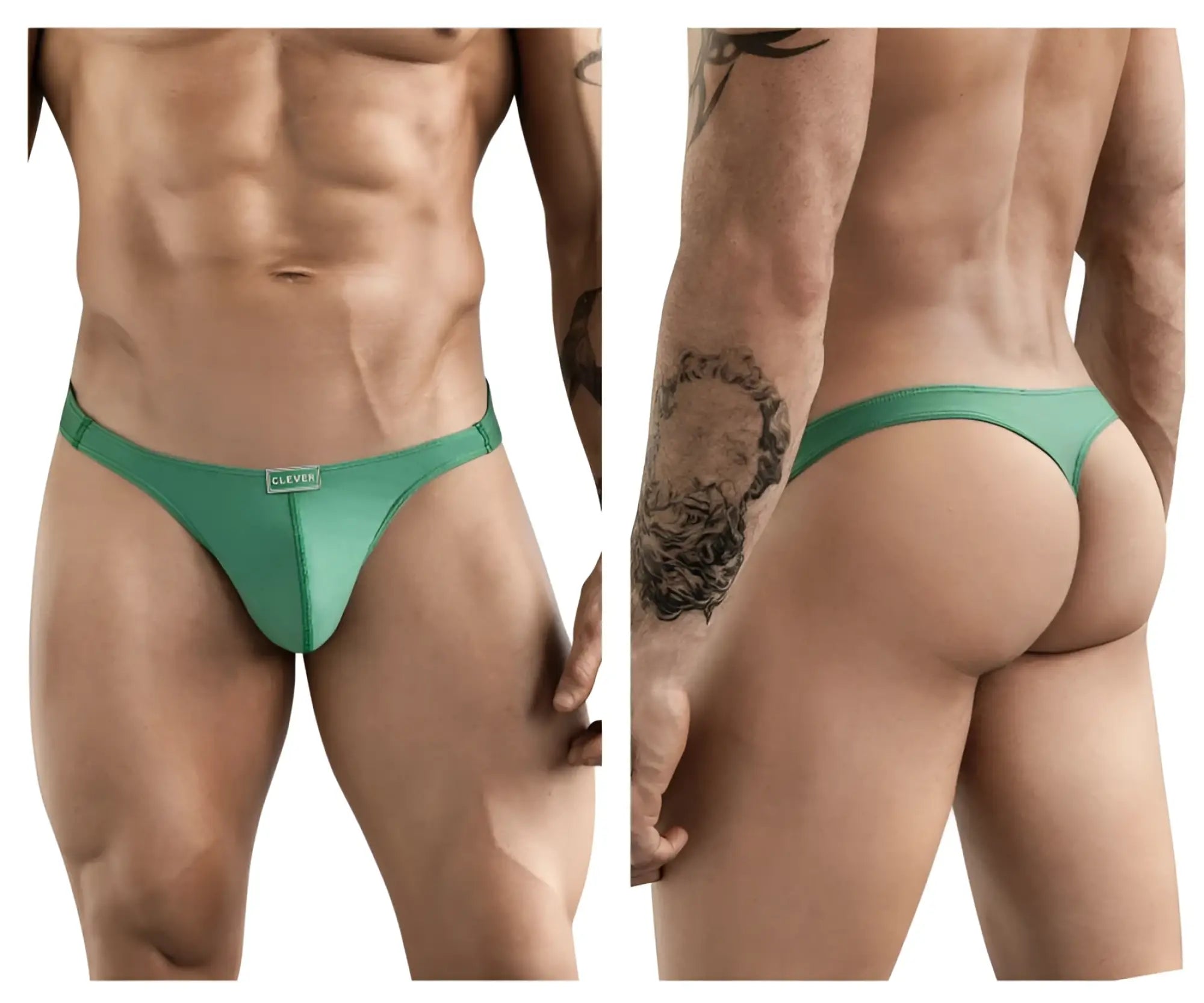 Green clevver thong with smooth form-fitting design from clever 1773 cactus thongs collection in green color