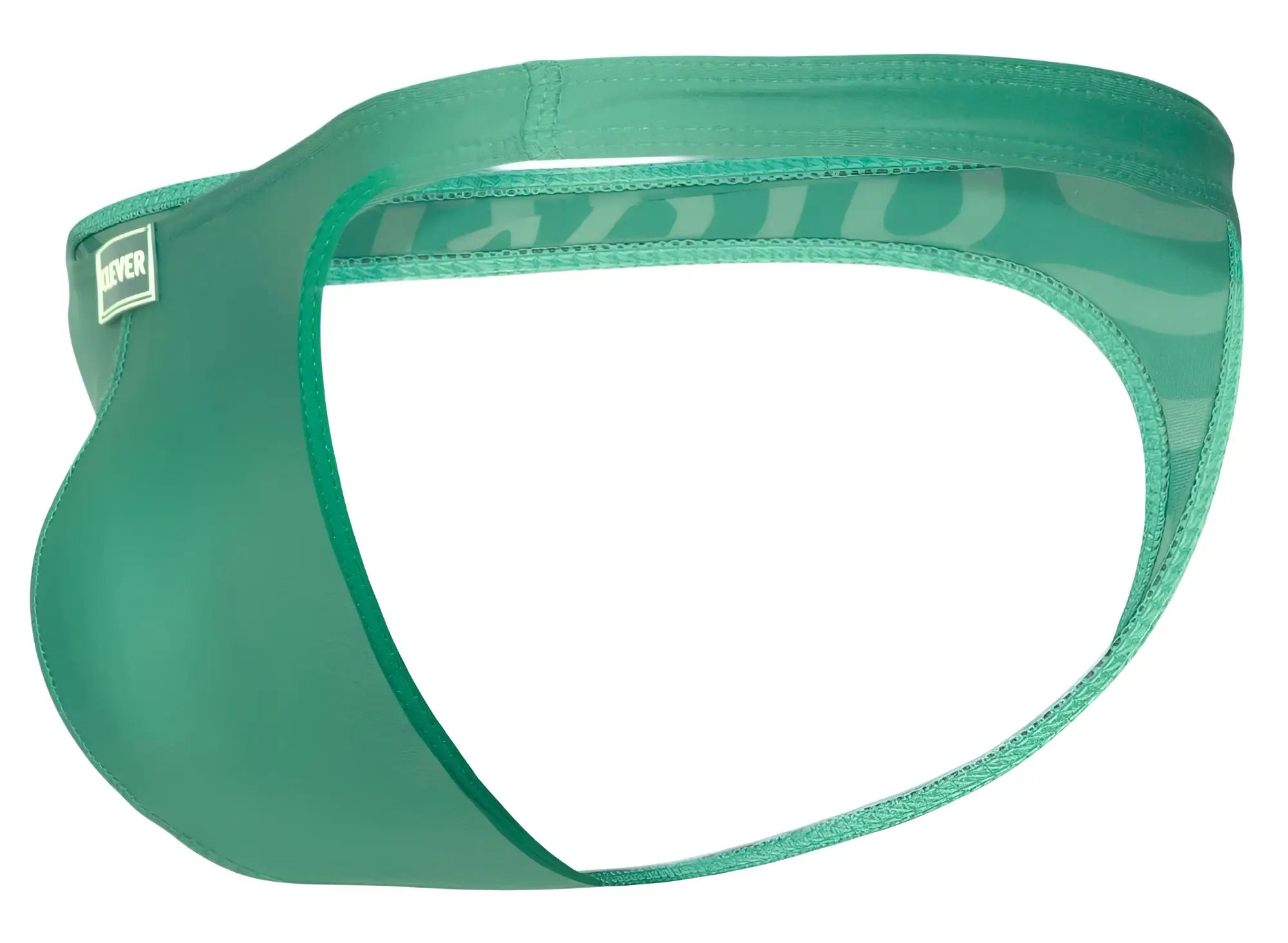 Teal seamless mens briefs with subtle stripes and branded waistband label from clever 1773 cactus thongs green