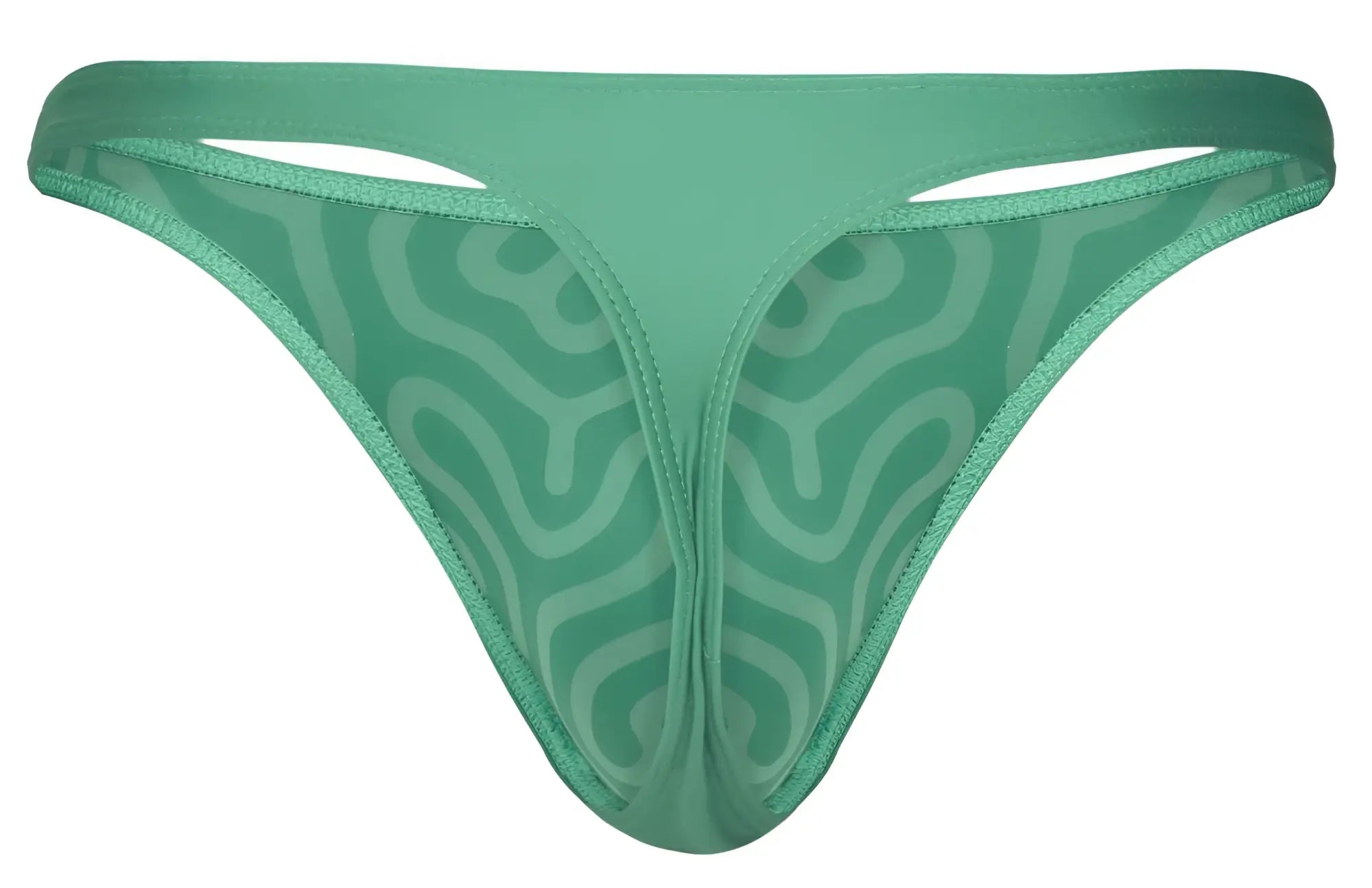 Teal-colored clever 1773 cactus thong with subtle swirling pattern and reinforced stitching along the edges