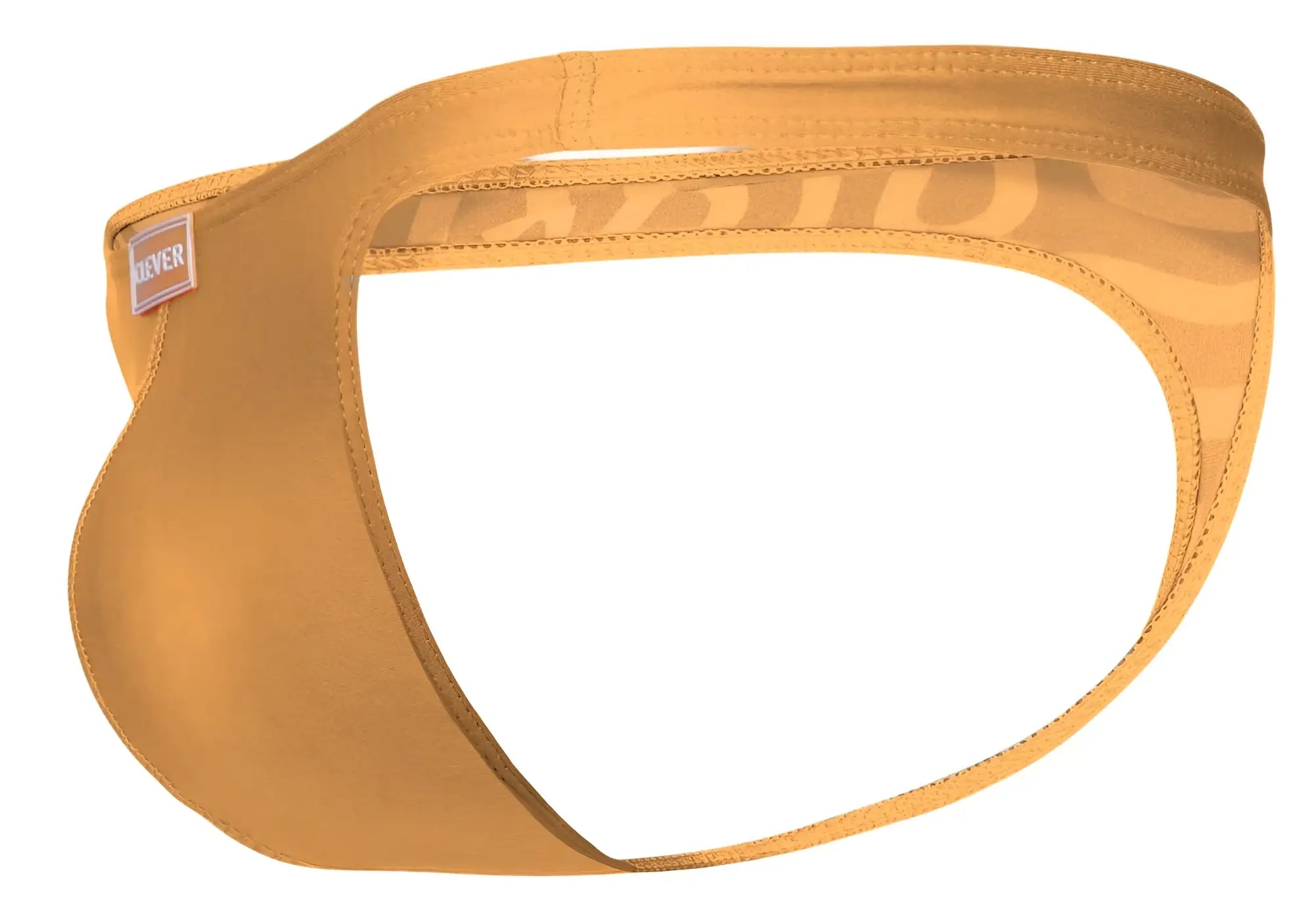 Golden-yellow seamless briefs with subtle zebra-striped pattern and small bever tag in clever 1773 cactus thongs orange