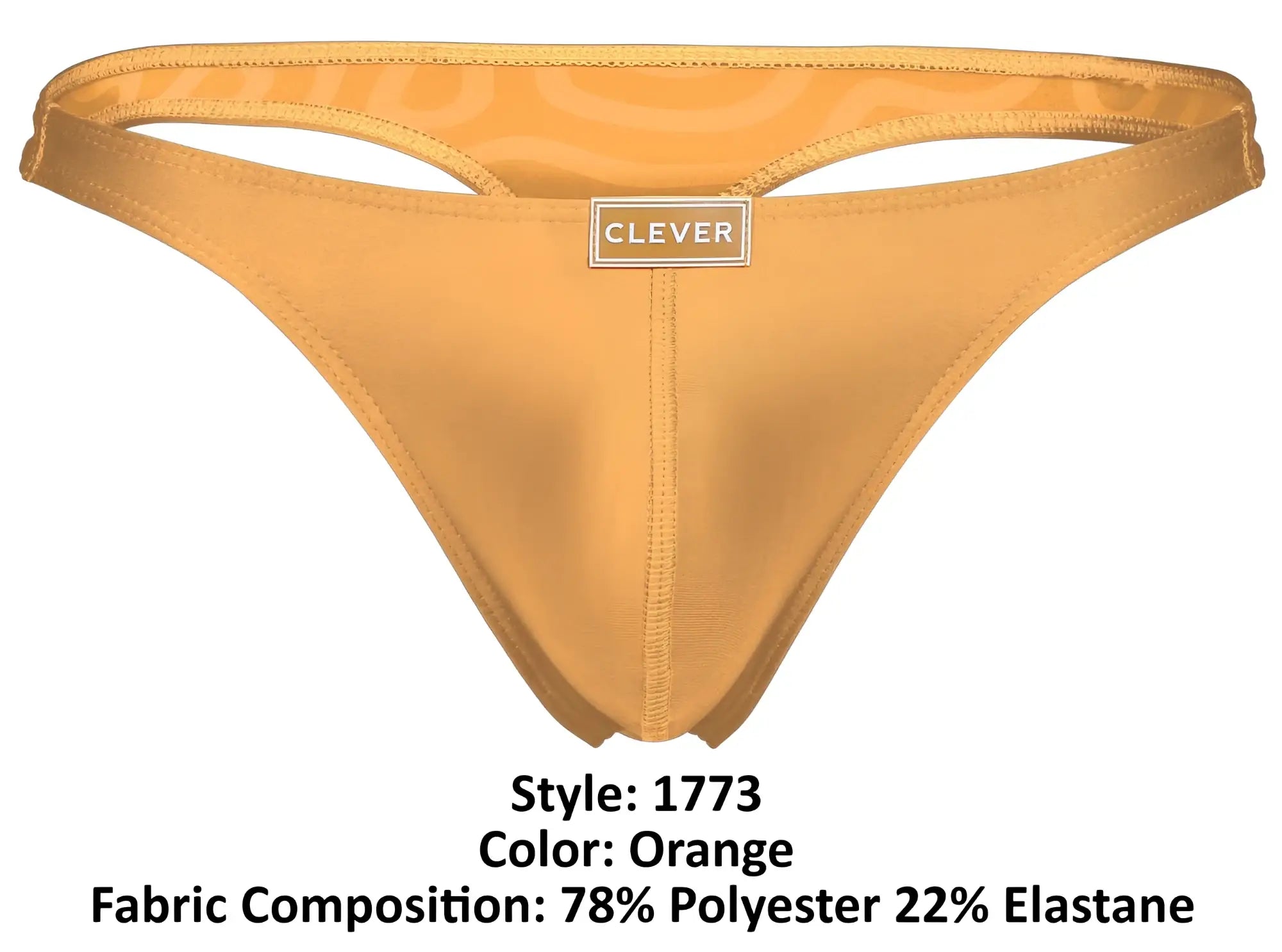 Orange clever 1773 cactus thong with sleek satin finish and subtle clever brand label at the center
