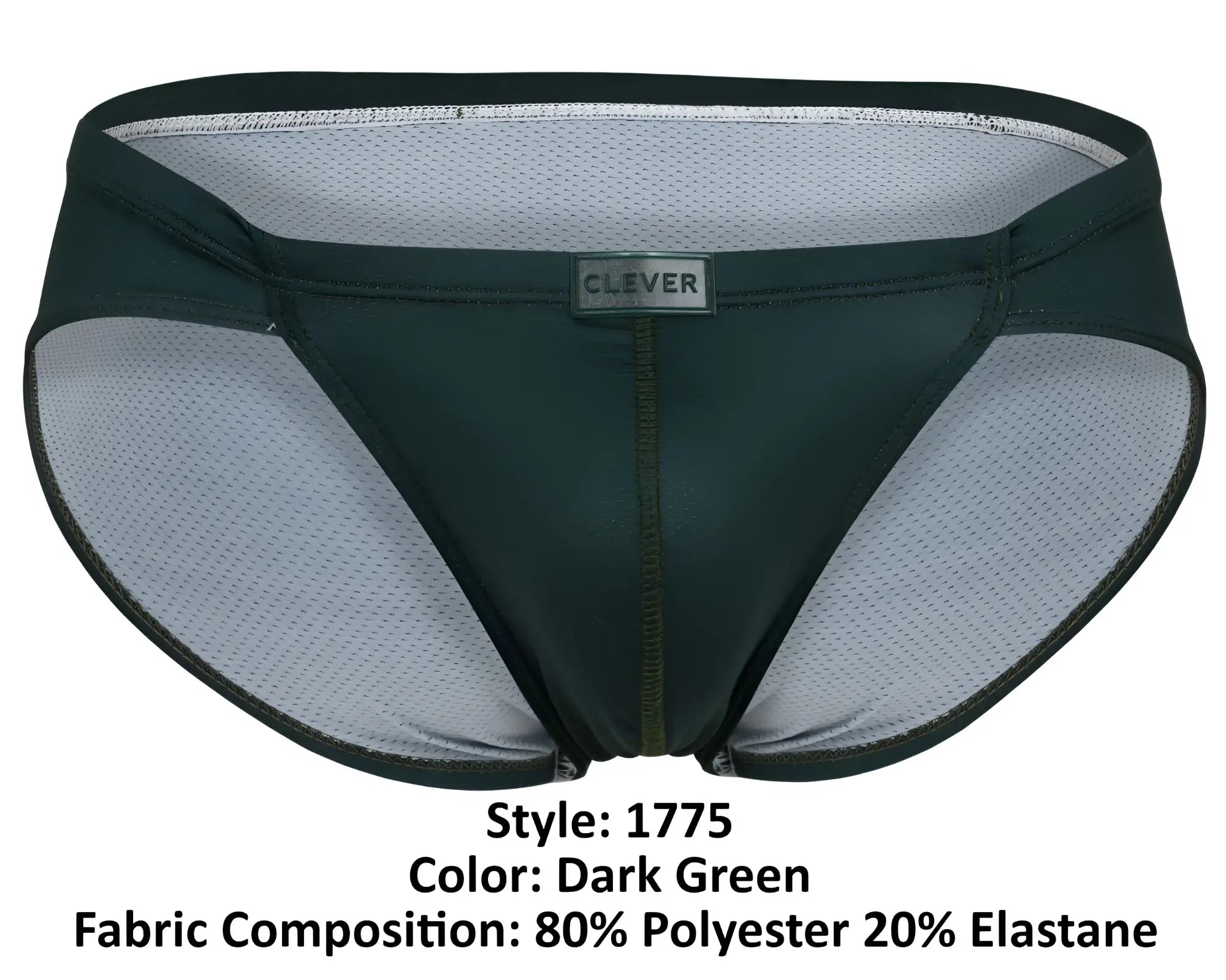 Dark green clever 1775 optimo briefs with black trim and mesh lining for athletic use