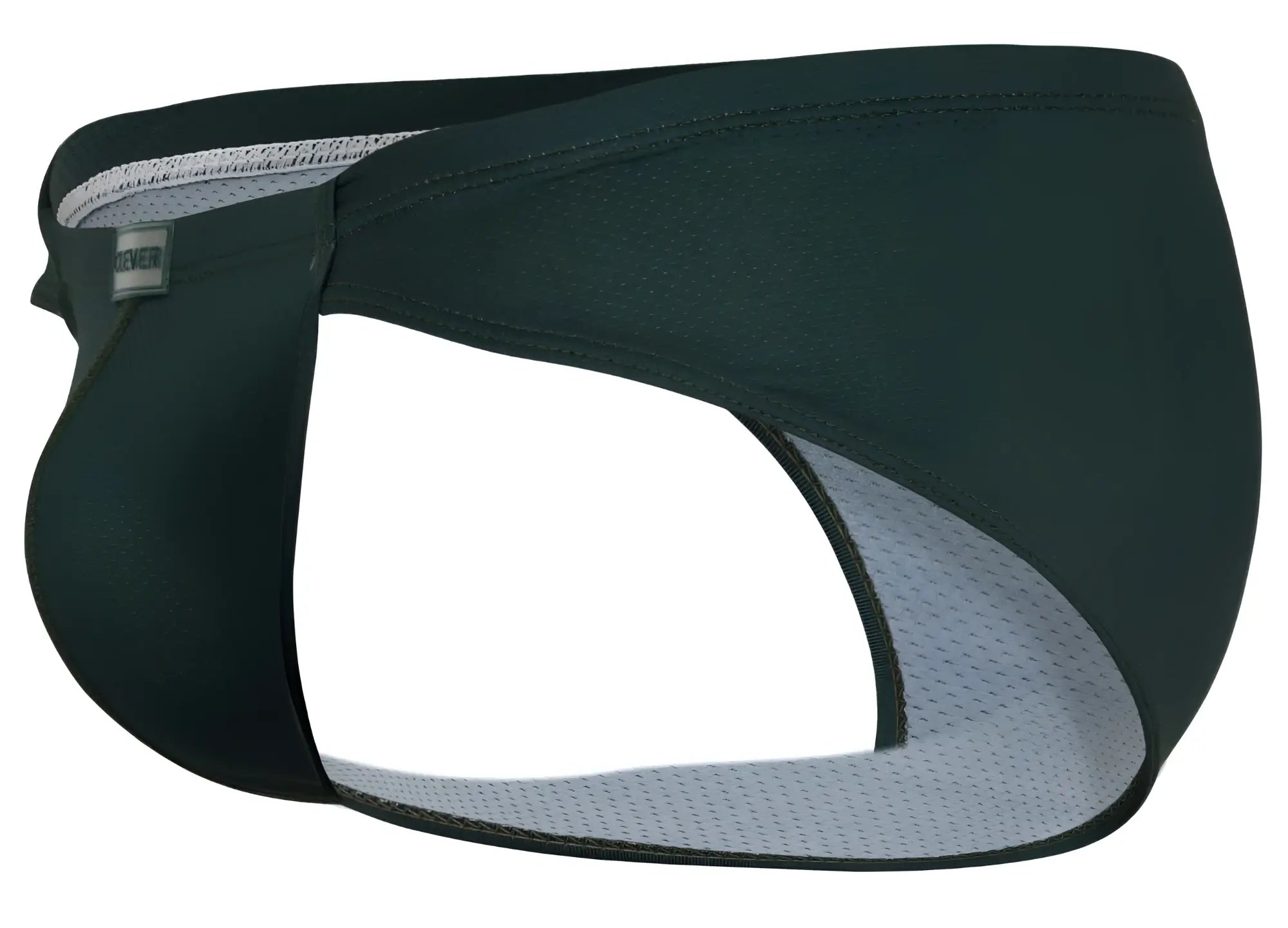 Clever 1775 optimo briefs dark green with gray mesh lining and small brand tag on the side for comfortable support
