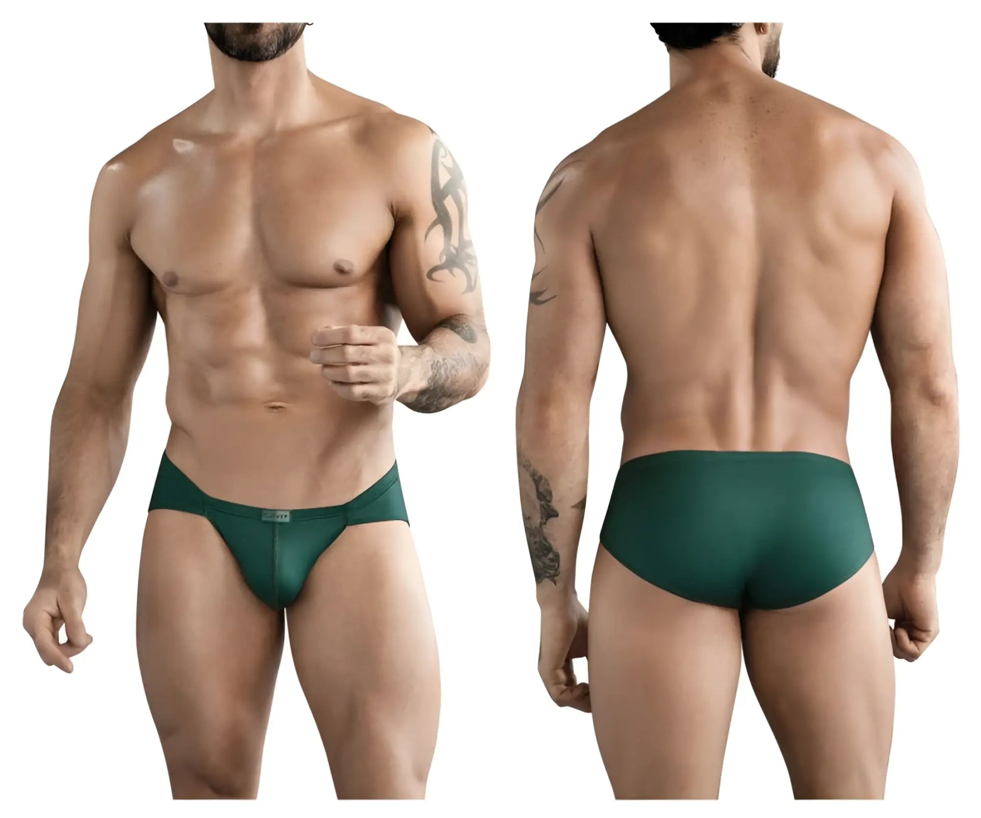 Dark green clever 1775 optimo briefs made of smooth stretchy fabric with a subtle front brand logo and form-fitting design