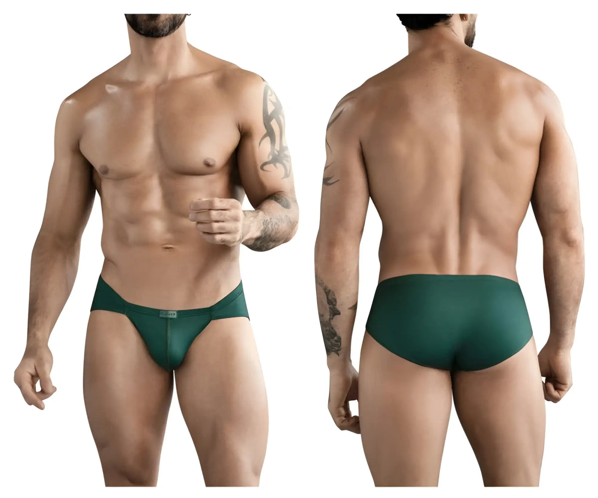 Dark green clever 1775 optimo briefs made of smooth stretchy fabric with a subtle front brand logo and form-fitting design