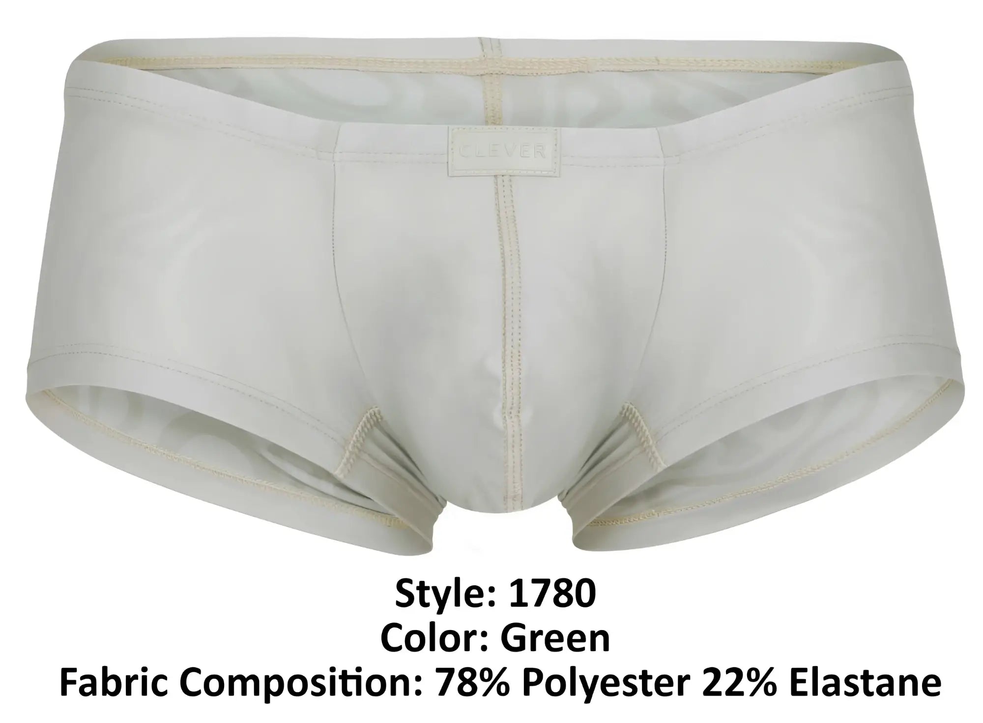 White men’s briefs clever 1780 maya trunks beige with a subtle green tint made of 78% polyester 22% elastane fabric