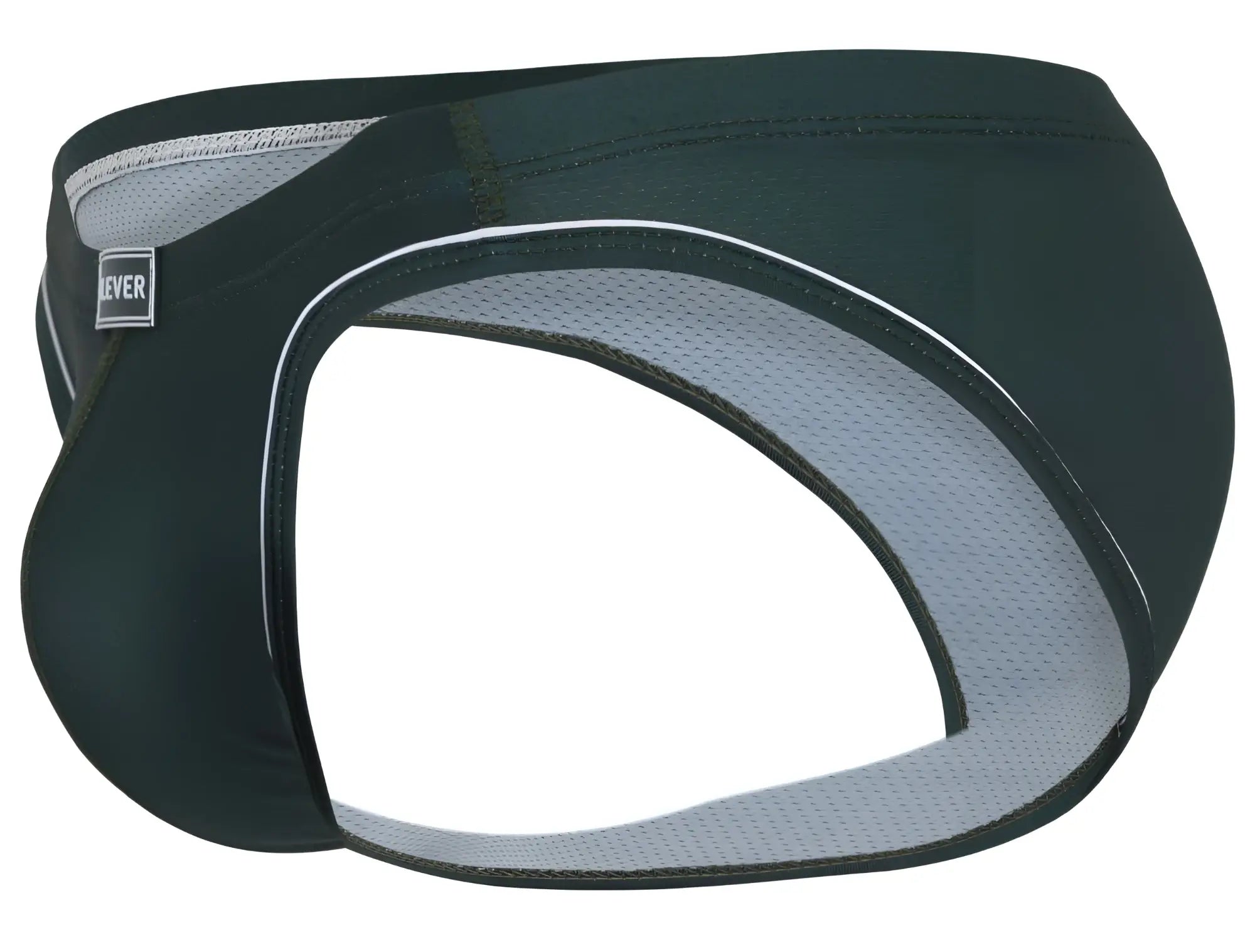 Black clever 1782 argovia athletic briefs with gray mesh lining white stitching and ever brand label in dark green