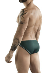 Dark green clever 1782 argovia briefs swim trunks with subtle white trim along the waistband for swimwear use