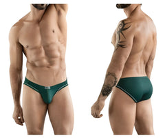 Dark green clever 1782 Argovia briefs with white trim and classic label on waistband, form-fitting and comfortable