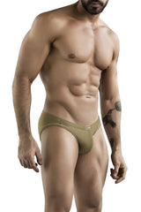 Olive green cotton clever 1782 argovia briefs with a small brand tag on the waistband