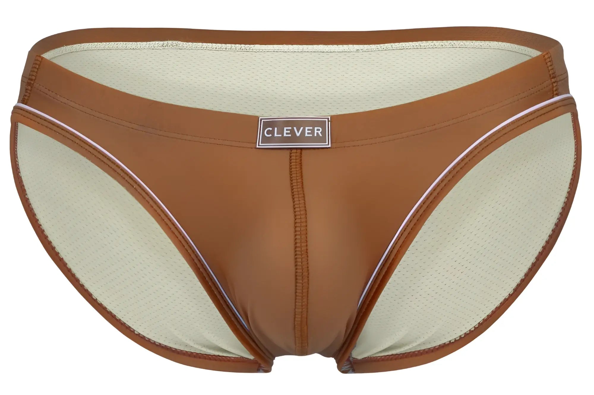 Brown clever 1782 argovia briefs in ochre with shiny outer fabric and breathable mesh lining for comfort