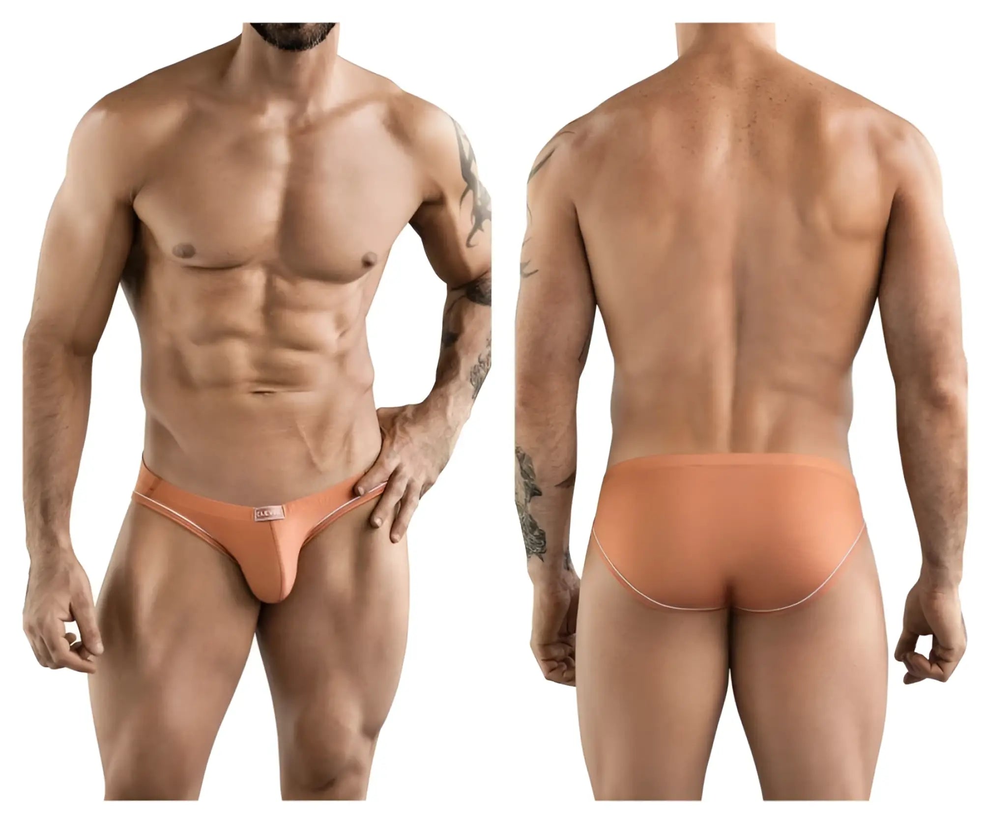 Clever 1782 Argovia briefs in coral ochre with seamless minimalist design and subtle waistband stitching