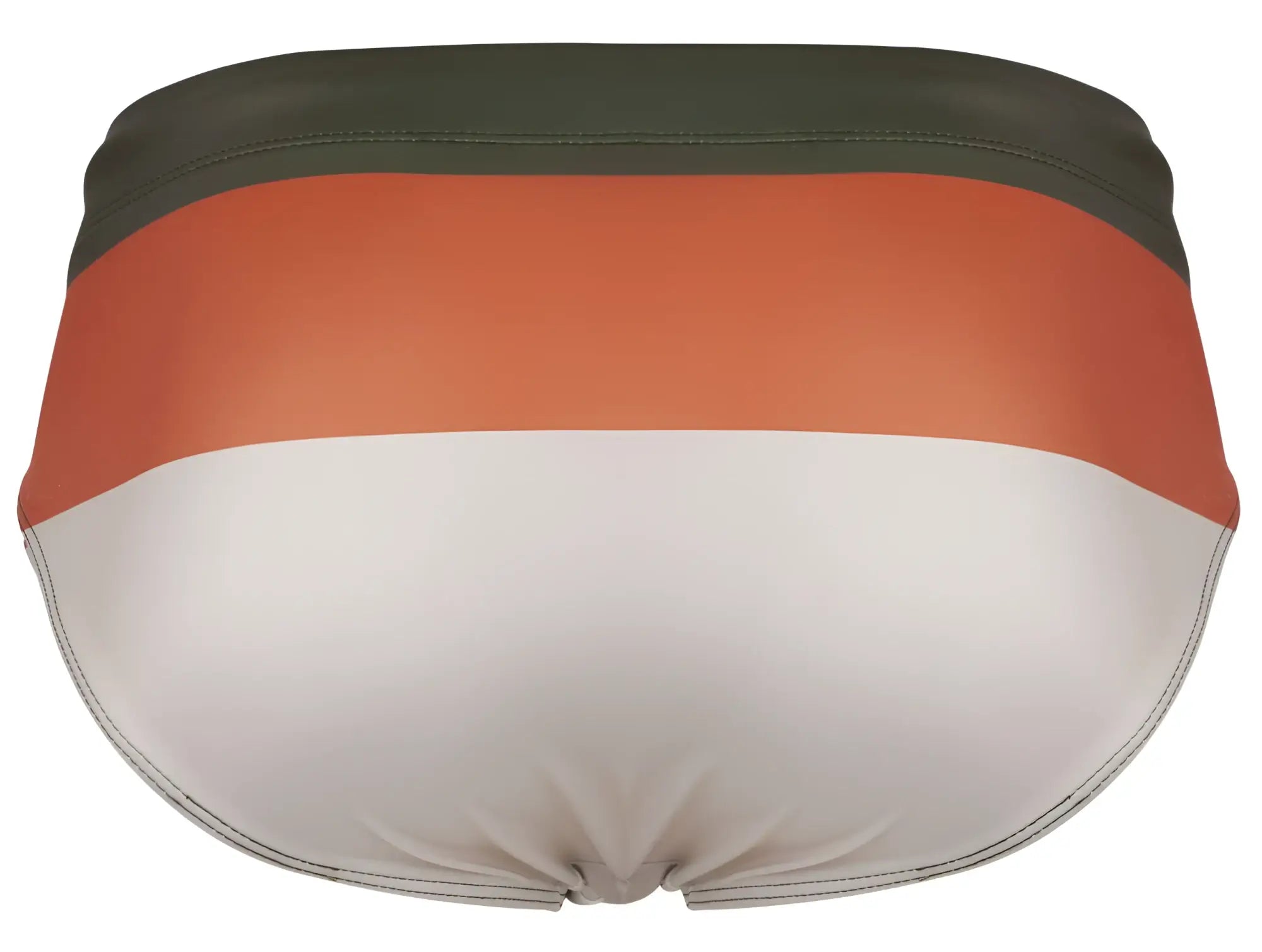 Clever 1802 wave swim briefs in olive green with orange and white stripes and smooth fabric finish