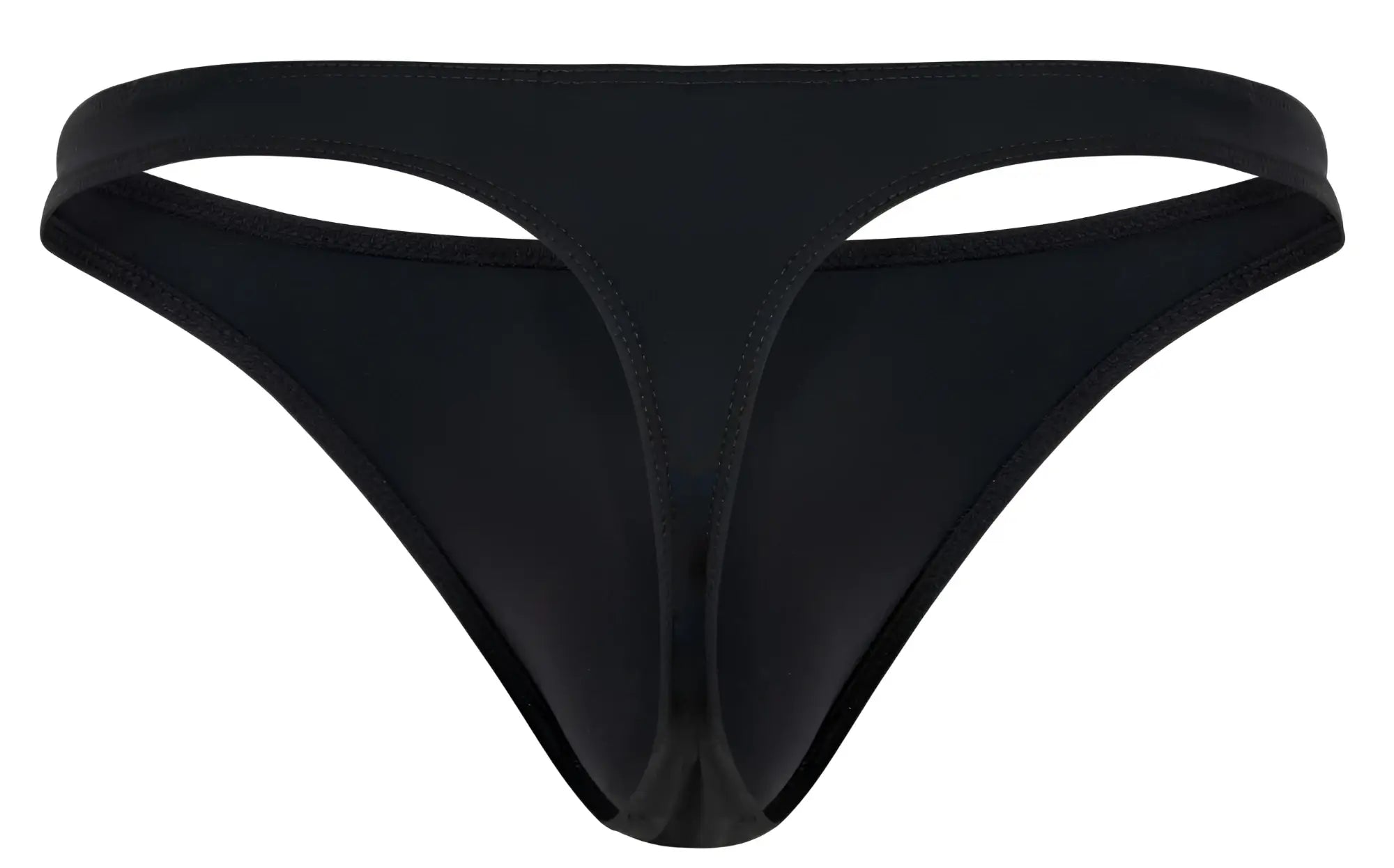 Black clever 1830 desirable thong made of smooth stretchy fabric with sleek minimalist design back side visible