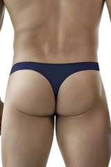 Navy blue clever 1830 desirable thong made of smooth stretchable fabric with a seamless design shown from the back