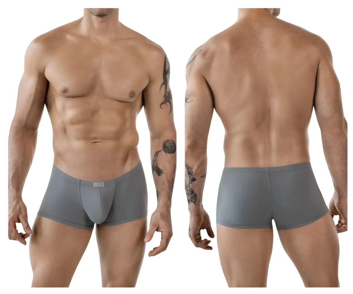 Gray clever 1842 buenavista briefs with a contoured design and small rectangular front tab for comfortable support