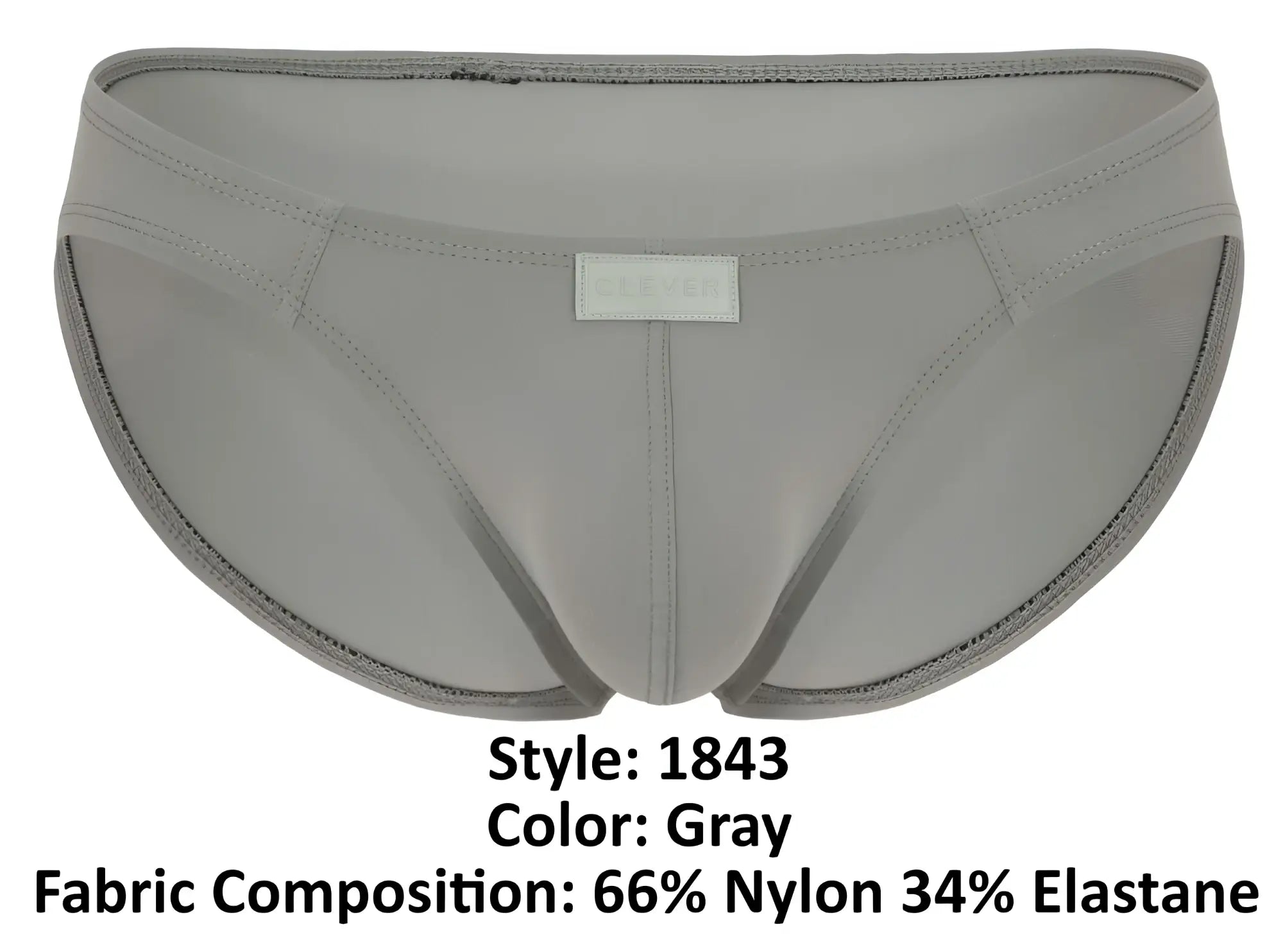 Gray clever 1843 buenavista bikini men’s briefs in 66% nylon 34% elastane with matching stitching and sleek design