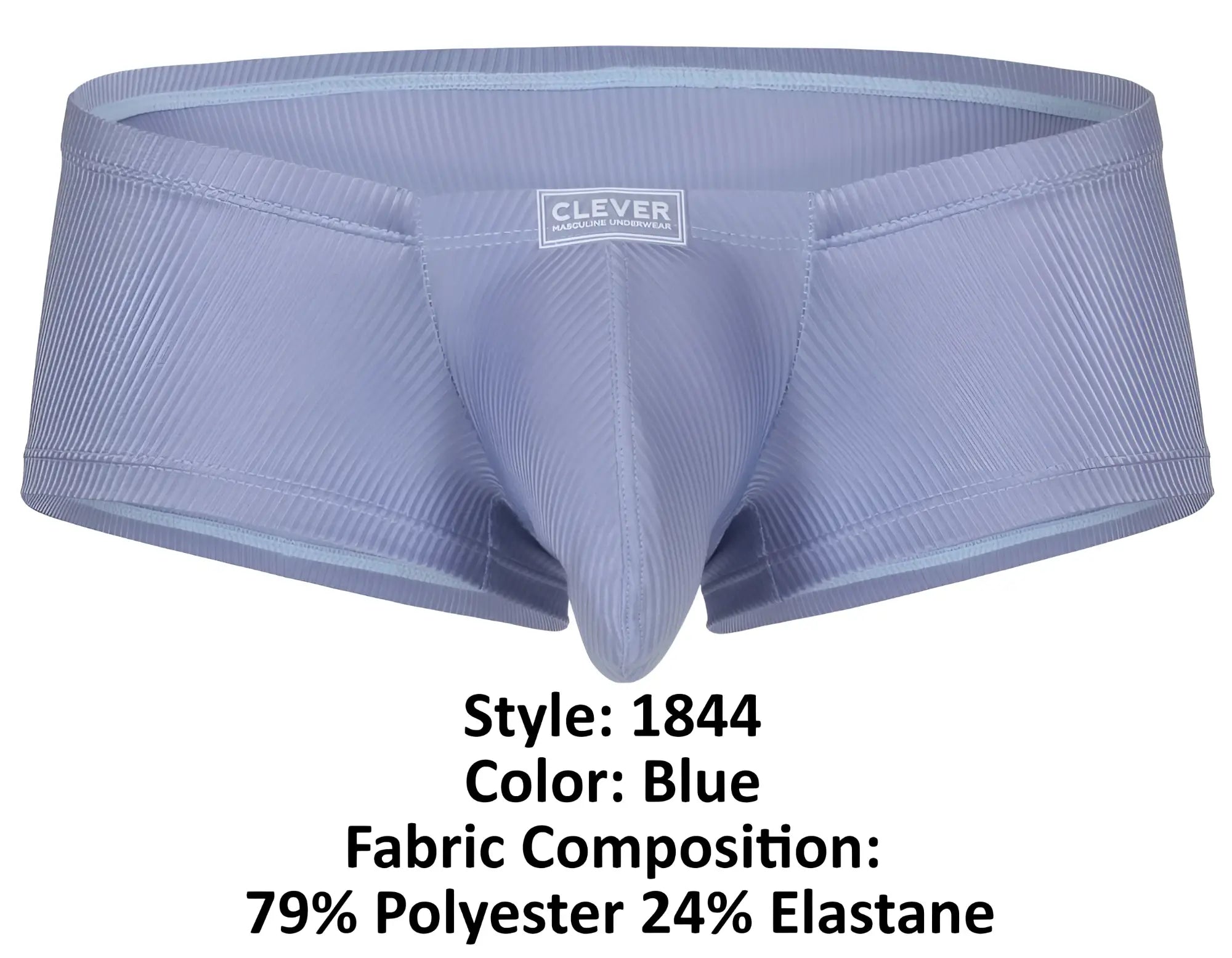 Blue clever 1844 aura trunks mens underwear ribbed form-fitting design made of 79 polyester 24 elastane