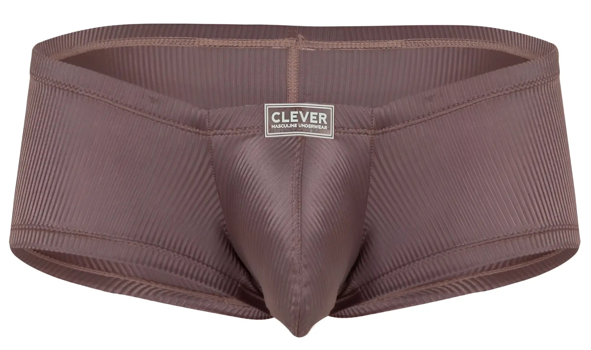Brown ribbed cotton men’s briefs with clever brand label from clever 1844 aura trunks color brown collection