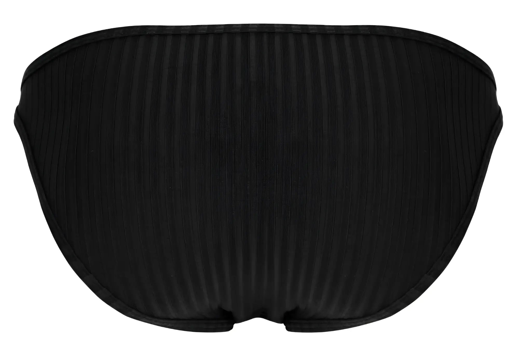 Black ribbed bikini bottom with a sleek contoured design from clever 1846 mantra bikini in color black