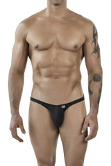 Black textured thong clever 1846 mantra bikini with sleek form-fitting design shown from the back side