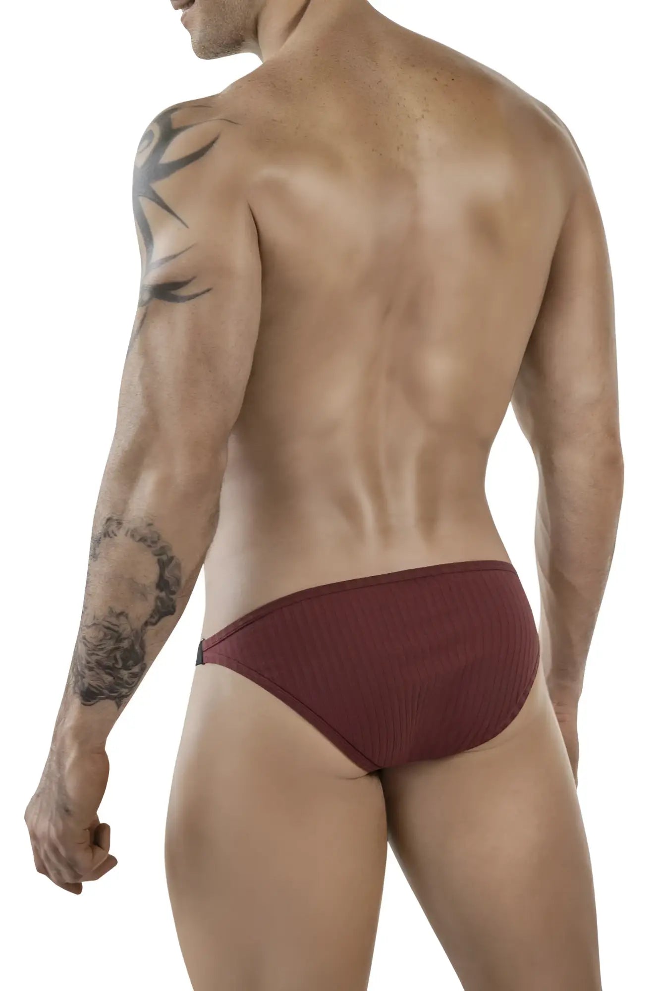 Maroon ribbed briefs clever 1846 mantra bikini grape color showing front view with comfortable fit and seamless design