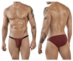 Maroon ribbed briefs with black elastic waistband clever 1846 mantra bikini color grape front view