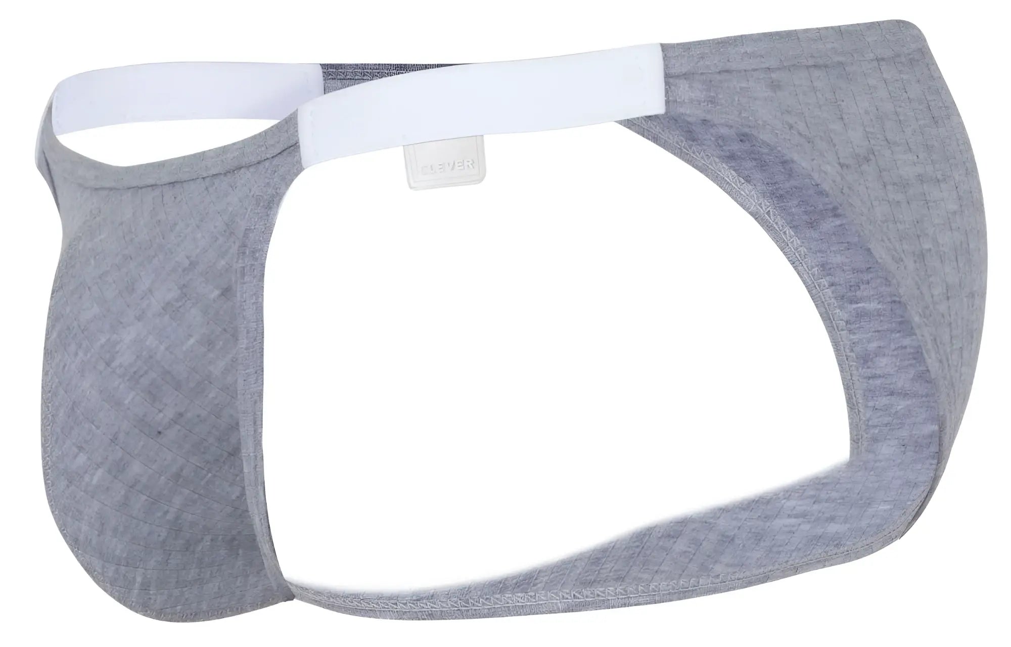Gray heathered fabric briefs with white elastic waistband clever 1846 mantra bikini color gray front view