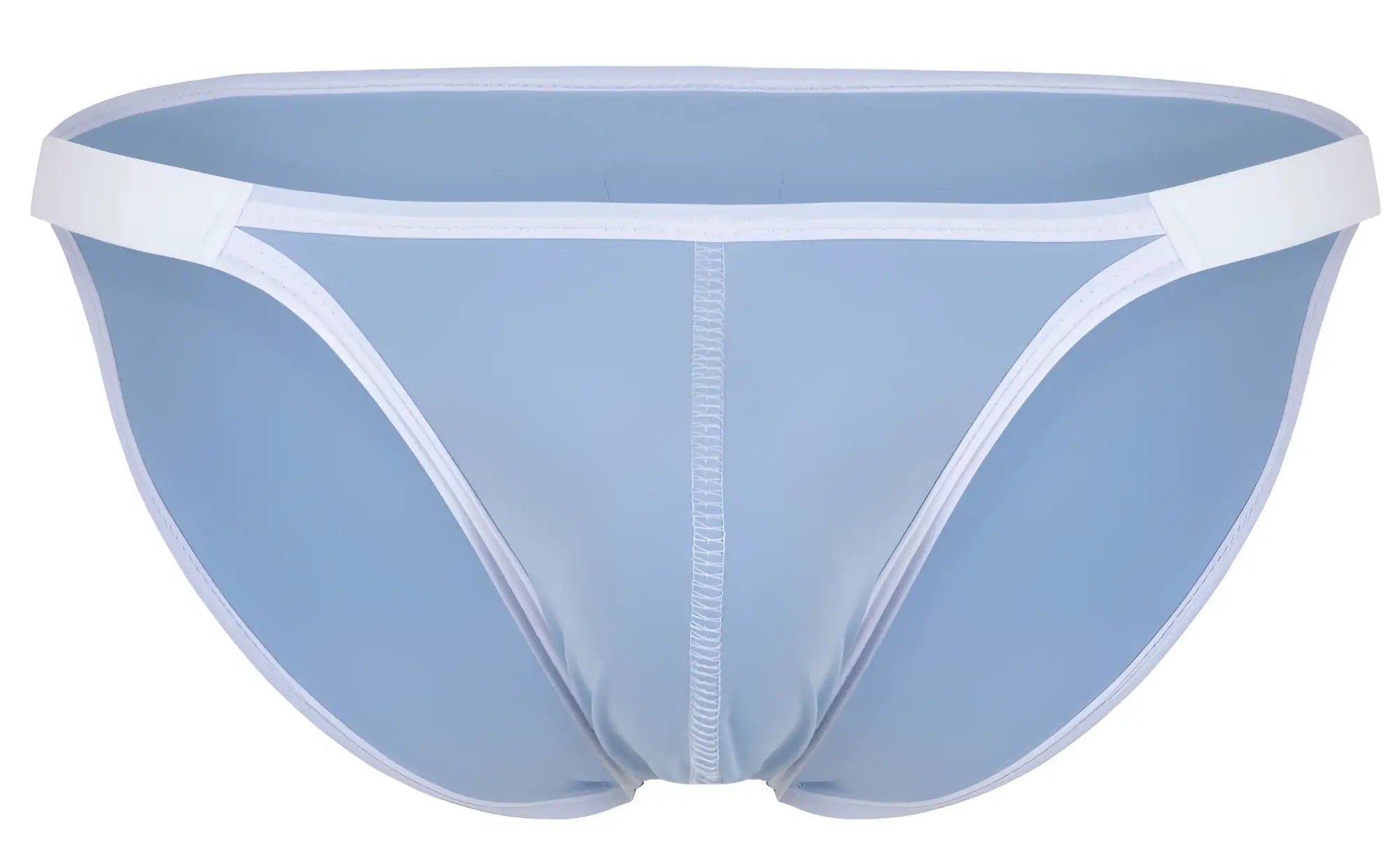 Light blue clever 1848 relax bikini briefs with white trim and central seam in seamless cotton fabric