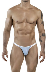 Light blue and white Clever 1848 Relax bikini thong with supportive contoured design shown from the back side