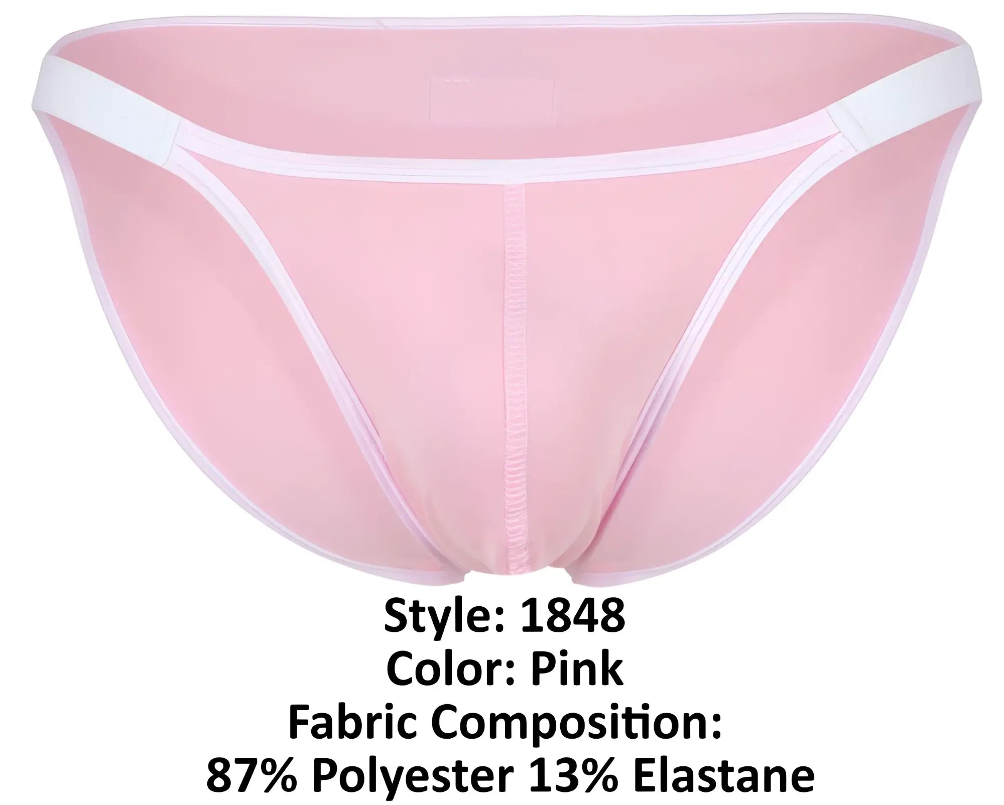 Pink men’s briefs clever 1848 relax bikini with white trim seamless design made from 87 polyester 13 elastane