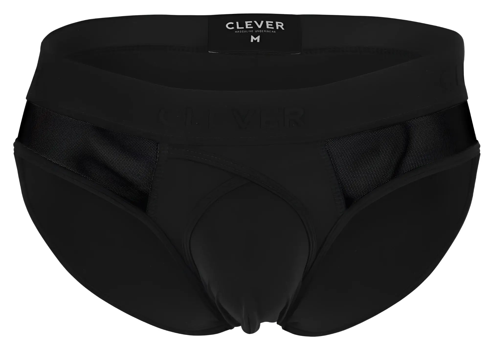 Black men’s briefs clever 1849 eros bikini with mesh side panels and padded front in black color