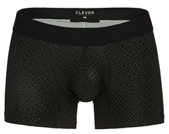 Black clever 1850 laberin trunks boxer briefs with subtle light gray geometric pattern and branded waistband