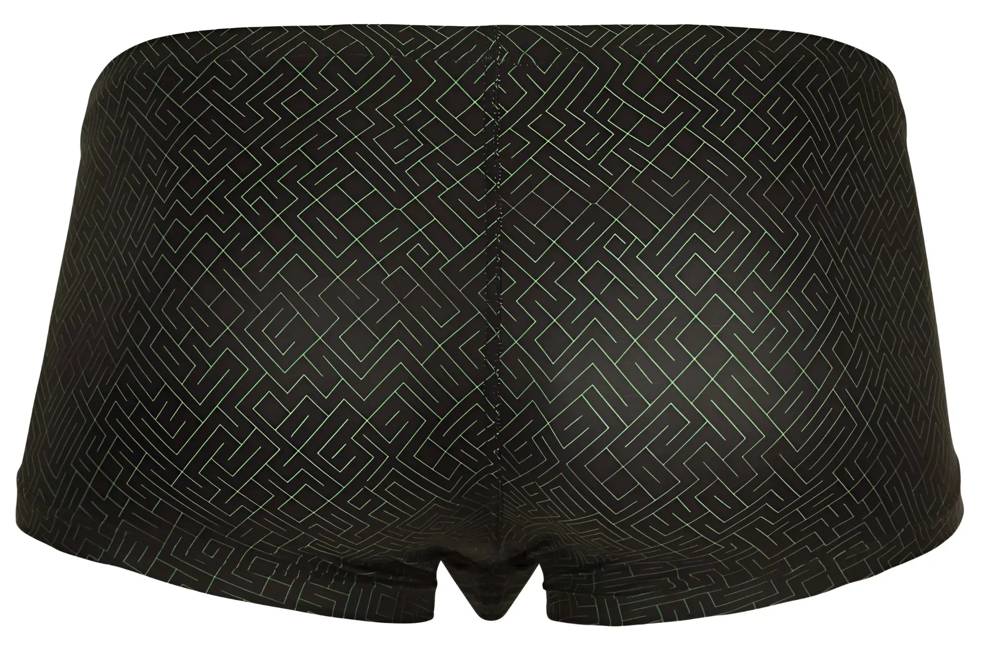 Black clever 1852 laberin trunks briefs with subtle light gray geometric maze pattern for comfortable wear