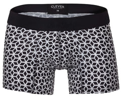 Black and white geometric patterned clever 1854 cuadricula trunks with black elastic waistband for comfortable wear