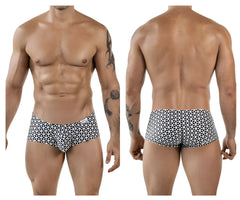 Black and white geometric patterned clever 1856 cuadricula trunks in white cotton for men