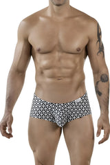 Clever 1856 Cuadricula trunks in white with black and white geometric pattern and modern bold design for men