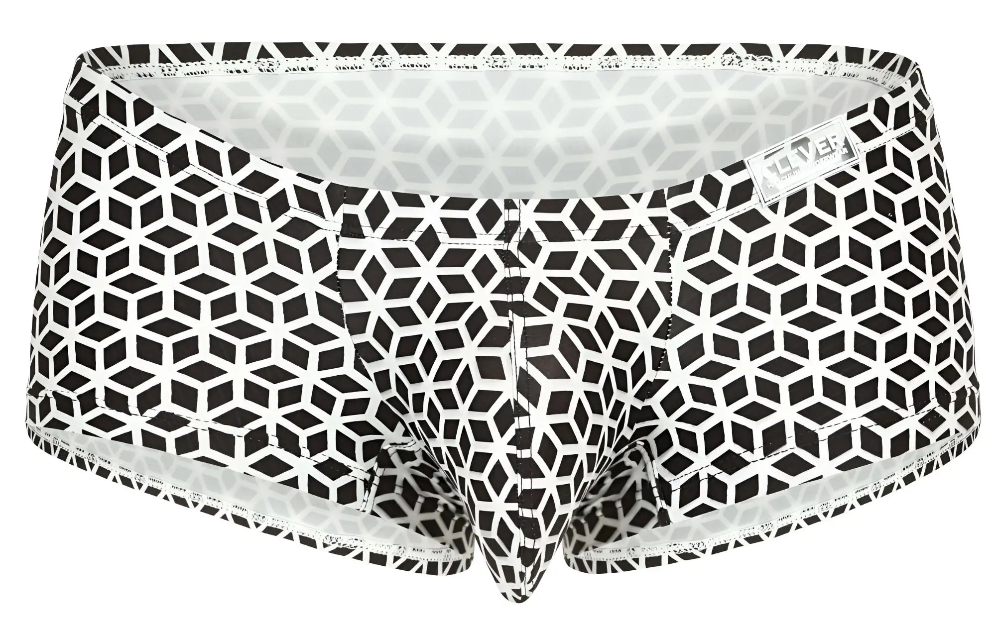 Clever 1856 Cuadricula trunks in white with black and white geometric pattern and sleek modern design for men