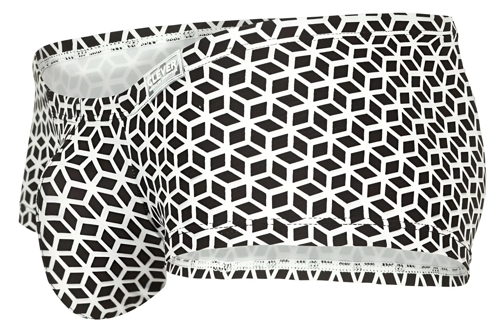 Clever 1856 Cuadricula white men’s briefs with black and white geometric pattern and sleek modern design