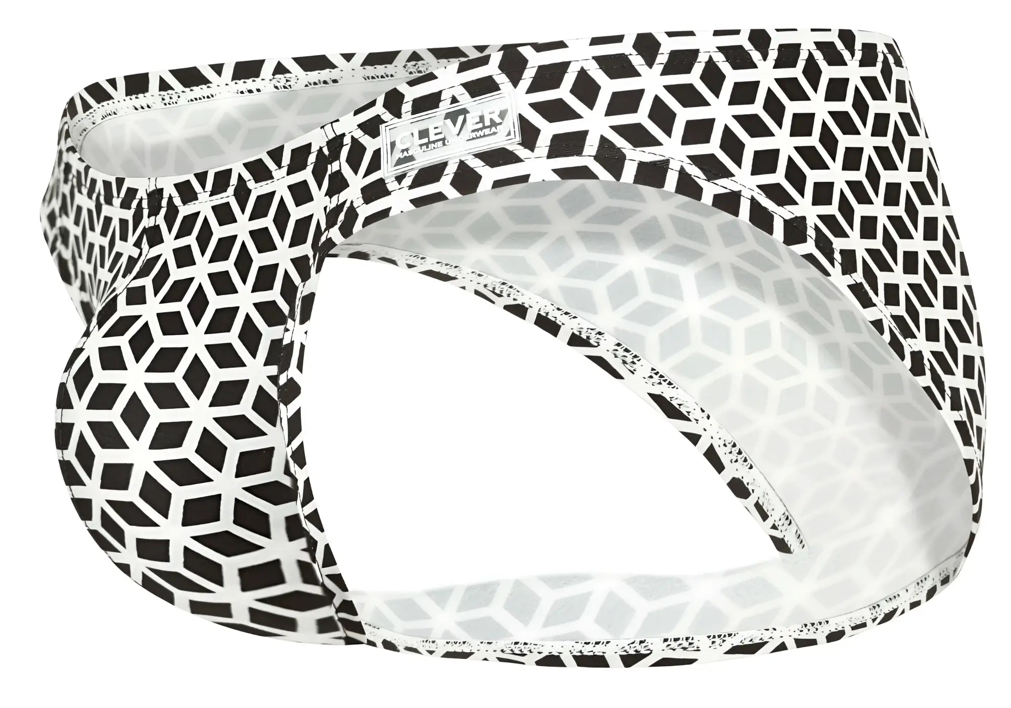 Clever 1857 cuadricula bikini color white men’s briefs with black and white geometric pattern and sleek modern design