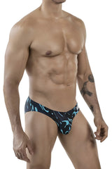Black and teal abstract patterned men’s briefs clever 1861 grosh bikini color dark blue in soft fabric