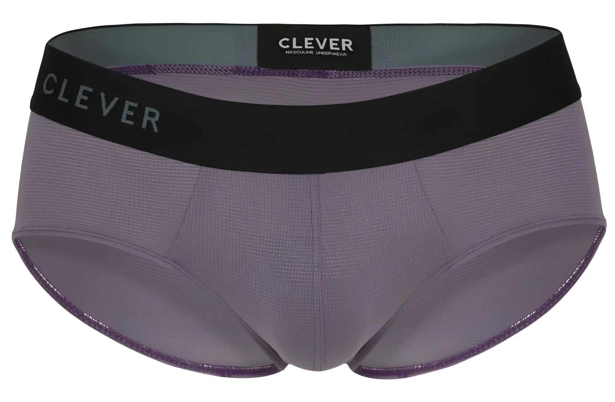 Clever 1862 oneal briefs in lilac textured fabric with a black waistband featuring clever branding in white letters