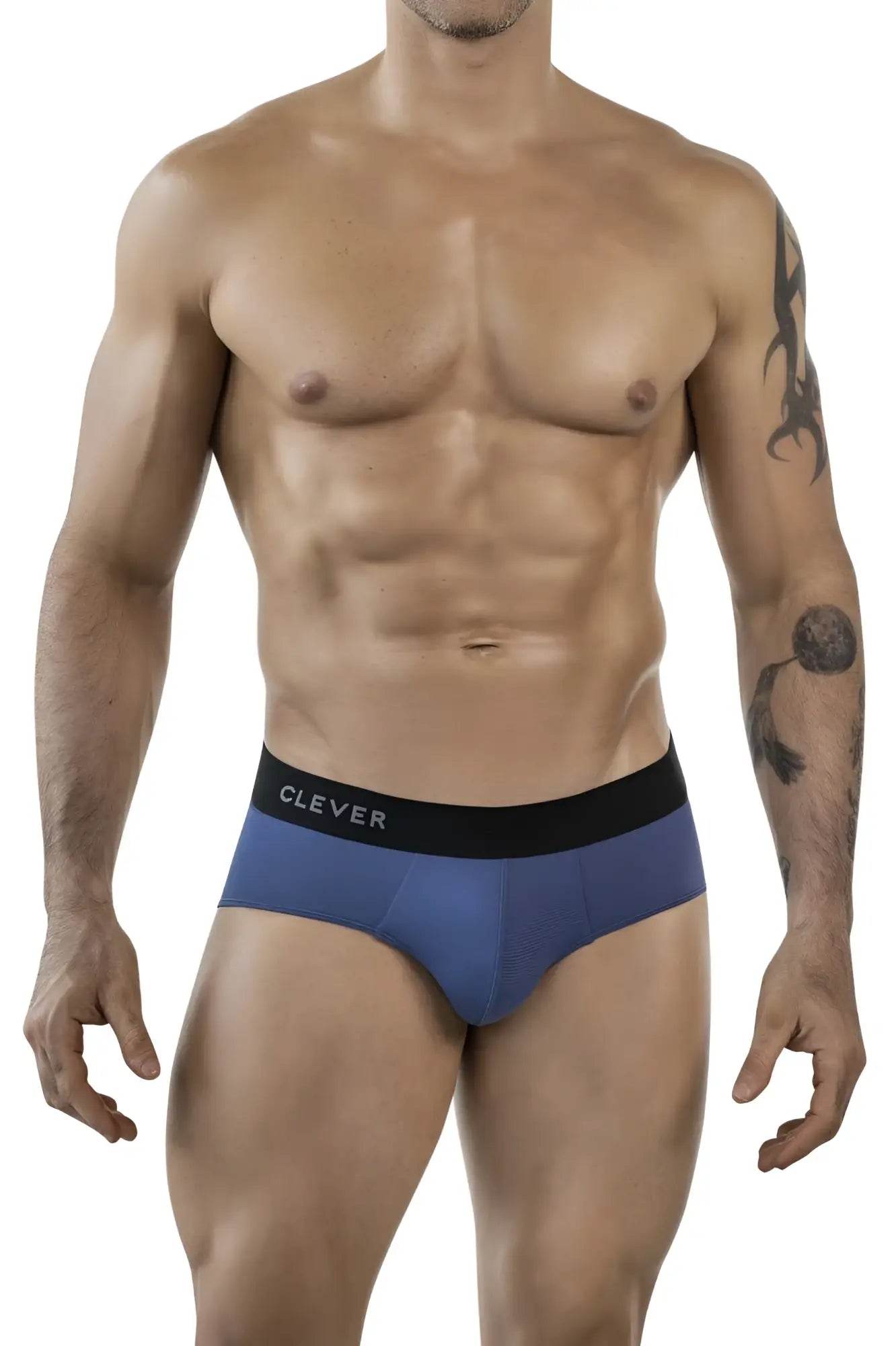 Clever 1862 oneal briefs in petrol blue with black waistband featuring clever brand name in white lettering