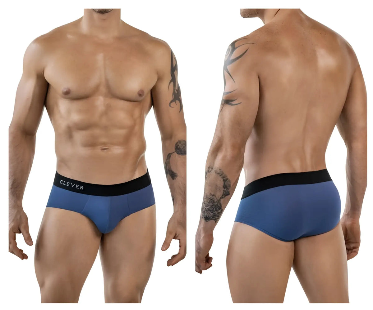 Clever 1862 oneal briefs in petrol blue with a black waistband featuring the clever brand name
